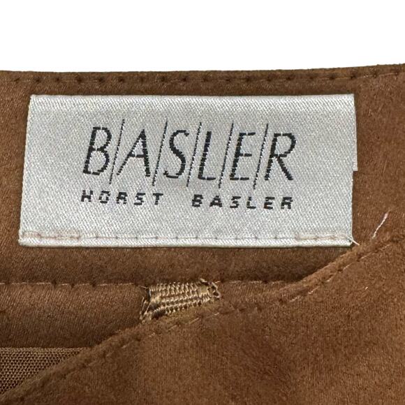 Basler Brown Faux Suede Maxi Skirt Size 16 Long Zip Front Classic Elegant EU 46 - Picture 2 of 7